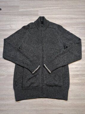 Icebreaker Spire Cardigan Men's Medium Full Zip Wool Blend Charcoal Grey Sweater